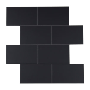 Crédence adhésive murale 3D  - Effet carrelage 4 pièces - Noir