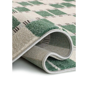 ASTRA Alfombra geométrica de pelo corto verde, varias medidas disponibles.