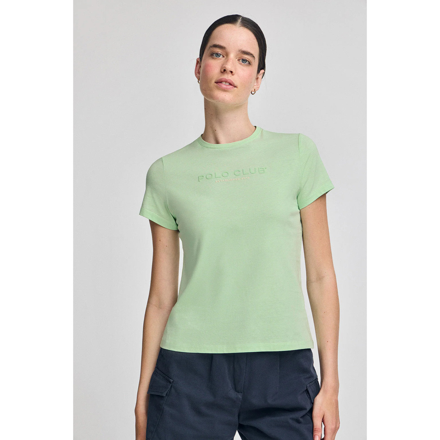 Maglietta basic menta con logo in gomma Polo Club