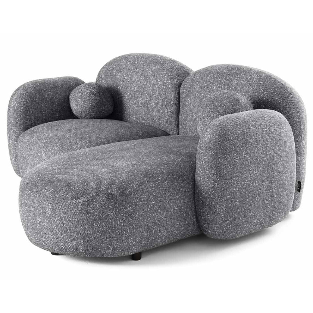 Velris - Canapé d'angle droit 3 places en tissu moucheté - Gris
