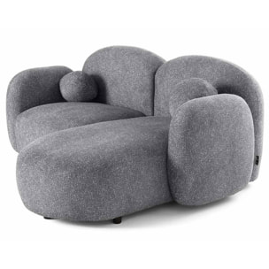 Velris - Canapé d'angle droit 3 places en tissu moucheté - Gris