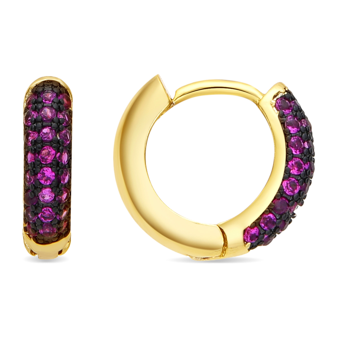 Pendientes de 9mm de diámetro acabado oro amarillo de 18k y Circonita Rubí