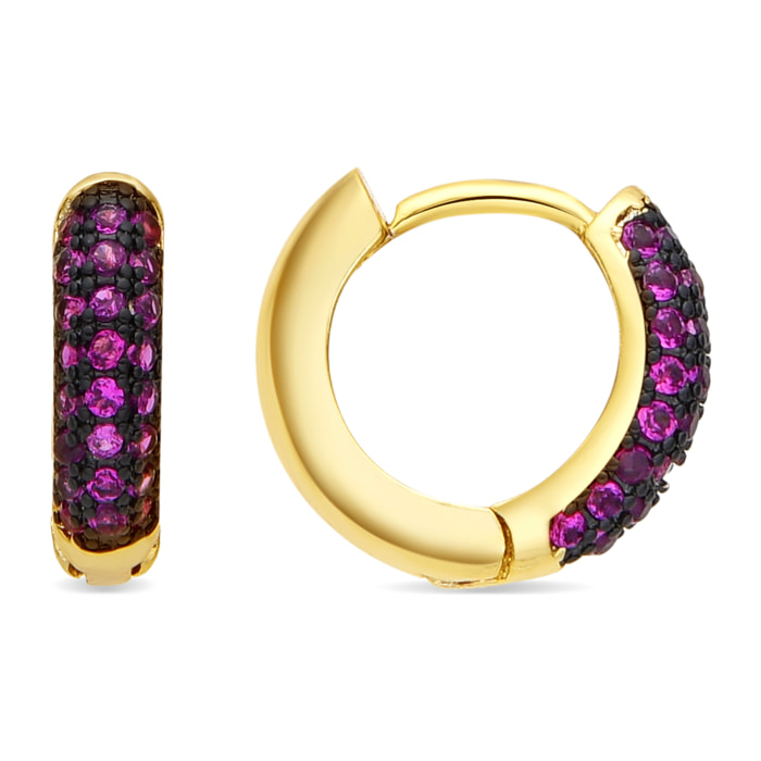 Pendientes de 9mm de diámetro acabado oro amarillo de 18k y Circonita Rubí