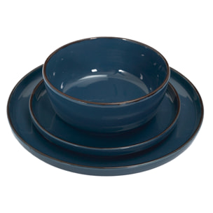 Service Vaisselle 12pcs Gres Du Temps Bleu M2