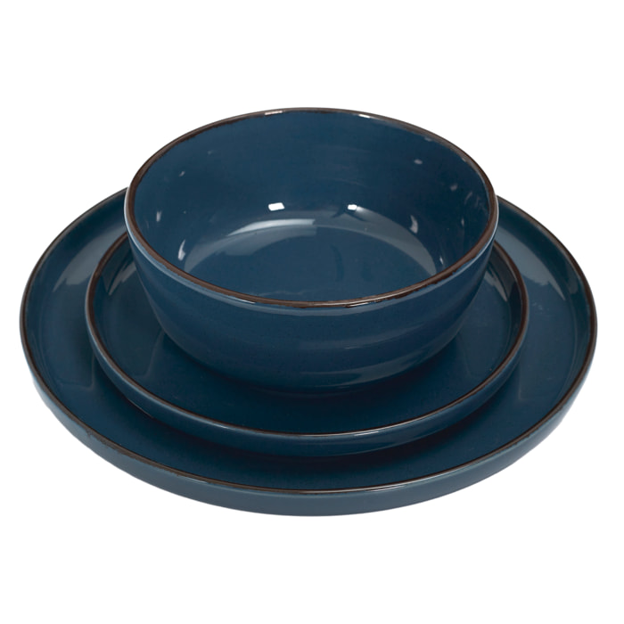 Service Vaisselle 12pcs Gres Du Temps Bleu M2