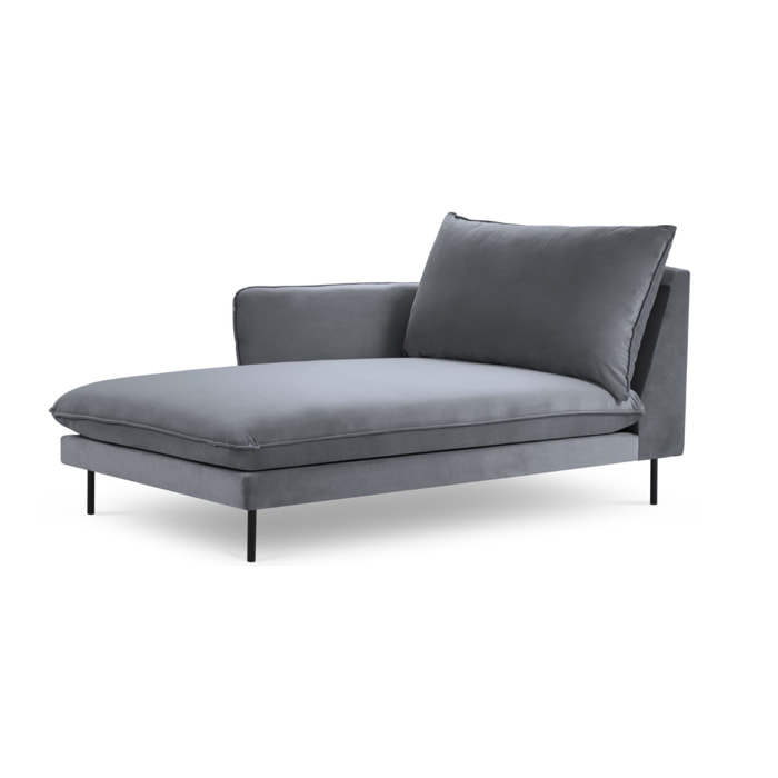 Méridienne gauche "Vienna" en velours bleu gris