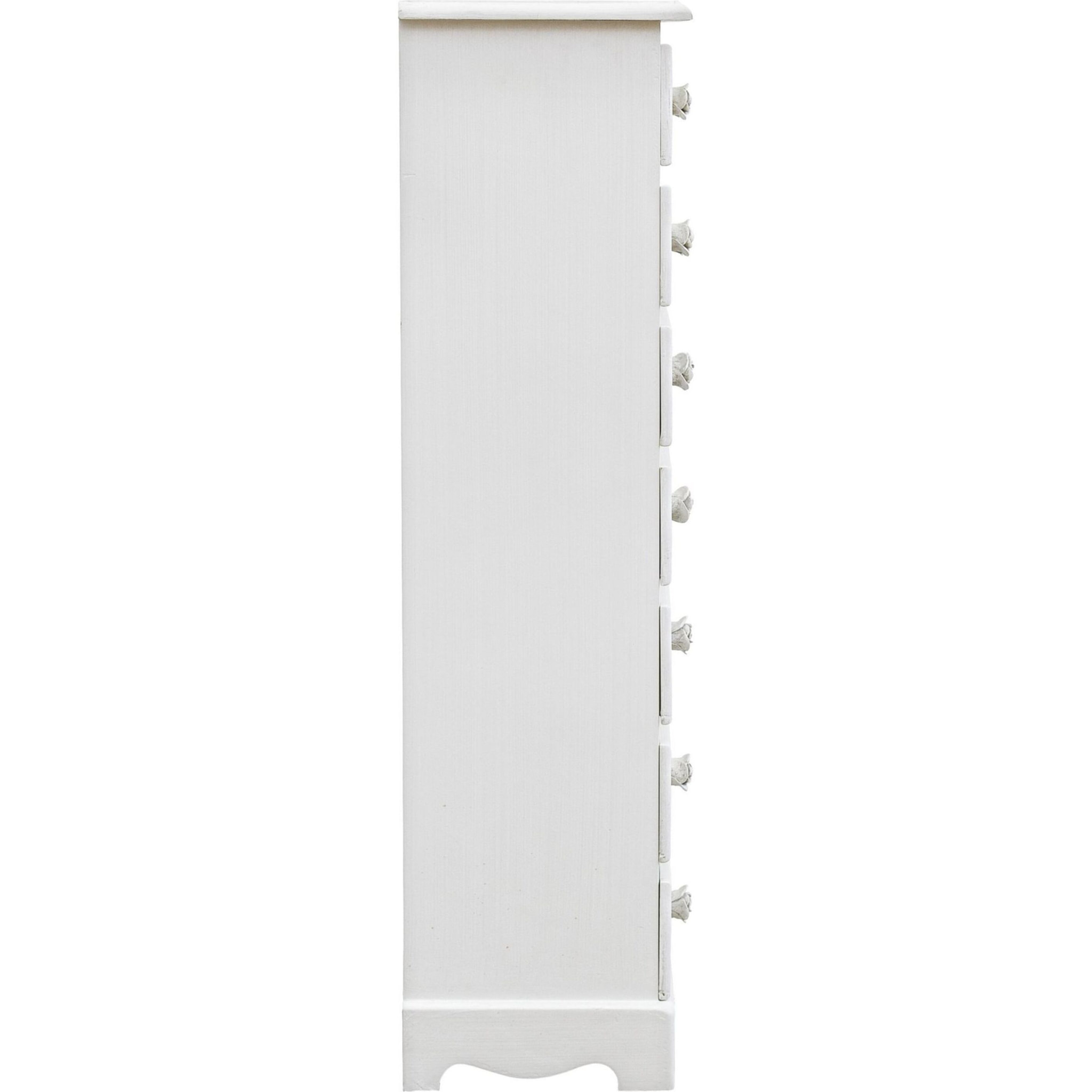 Cassettiera BLANC in legno bianco e 7 cassetti effetto decapato, 29x23x89 cm