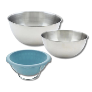 Set comprenant 1 Moule demi sphère, 1 spatule Zenker et 2 Bols à mixer Inox Fackelmann