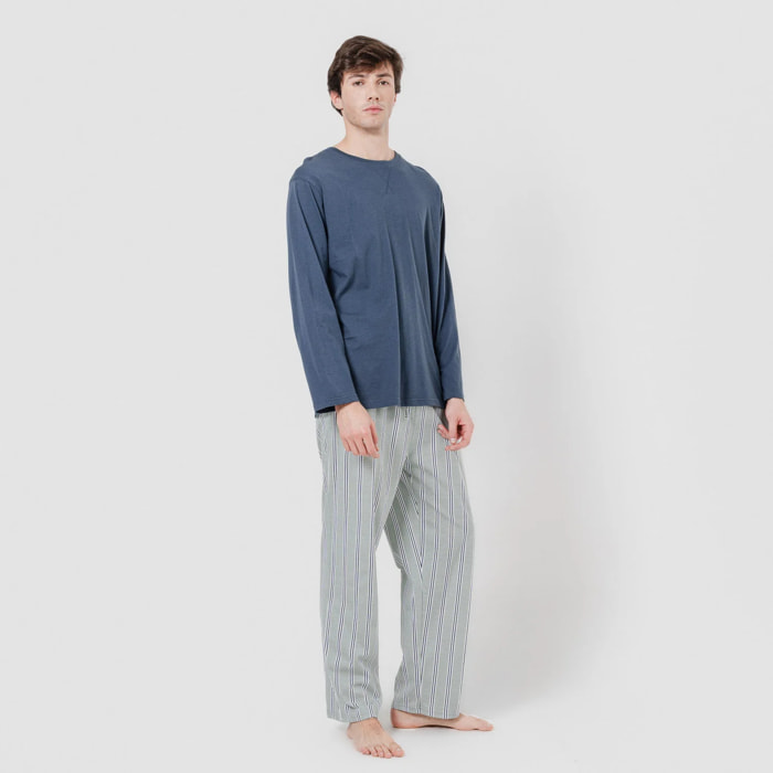 Pigiama lungo in cotone revilla, blu navy