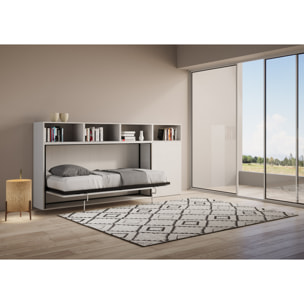 Armoire lit escamotable horizontal 1 couchage 85 Kando avec matelas composition A Frêne Blanc