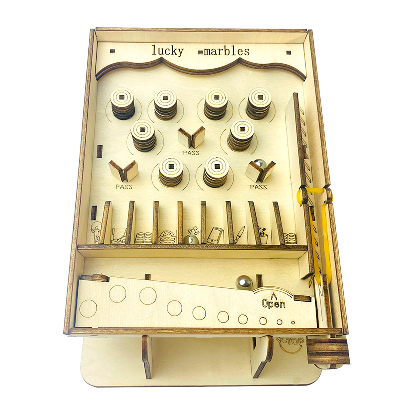 Maqueta de Madera 3D, con movimiento mecánico diseño de Juego de canicas. 50 piezas.