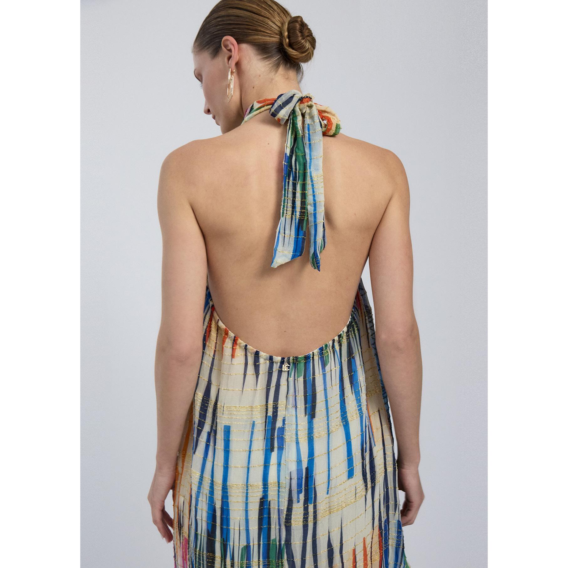 Abito corto con stampa multi-stripe