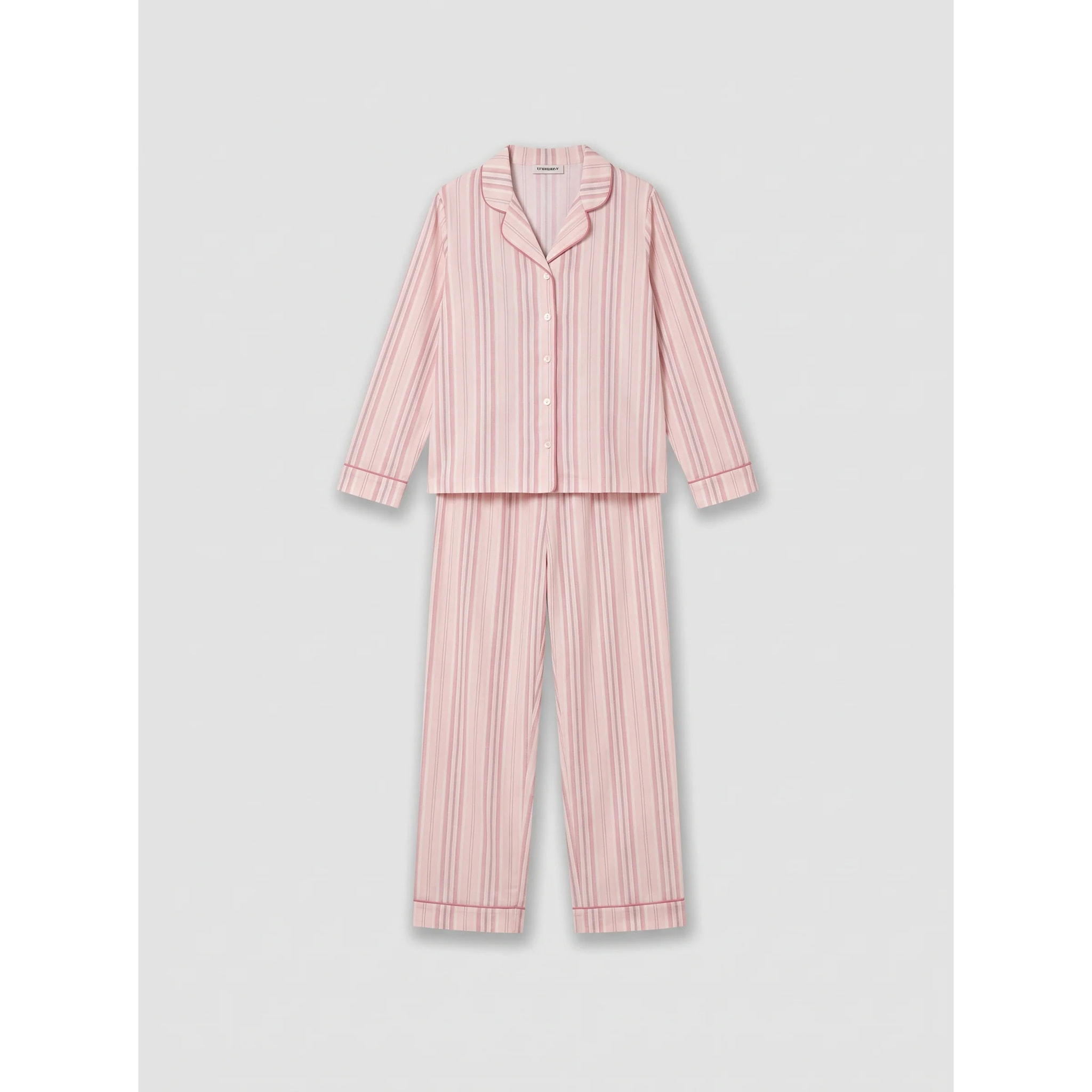 Pijama largo camisero de algodón raya martuca rosa