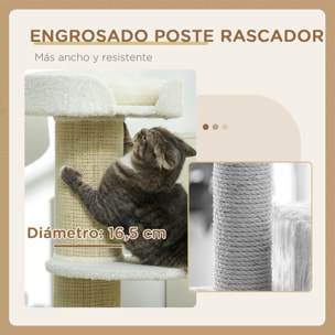 Árbol Rascador para Gatos Altura 91 cm Árbol para Gatos Torre para Gatos de 3 Niveles con Nido Plataforma y Poste de Sisal 45x45x91 cm Crema