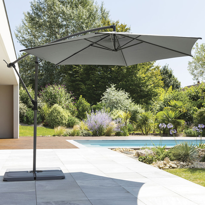 Parasol déporté rond "Manoa" ardoise & graphite 3m en aluminium traité époxy