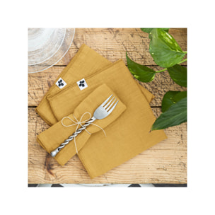 Lot de 3 serviettes 40x40 cm en gaze de coton - 10 coloris - GAIA