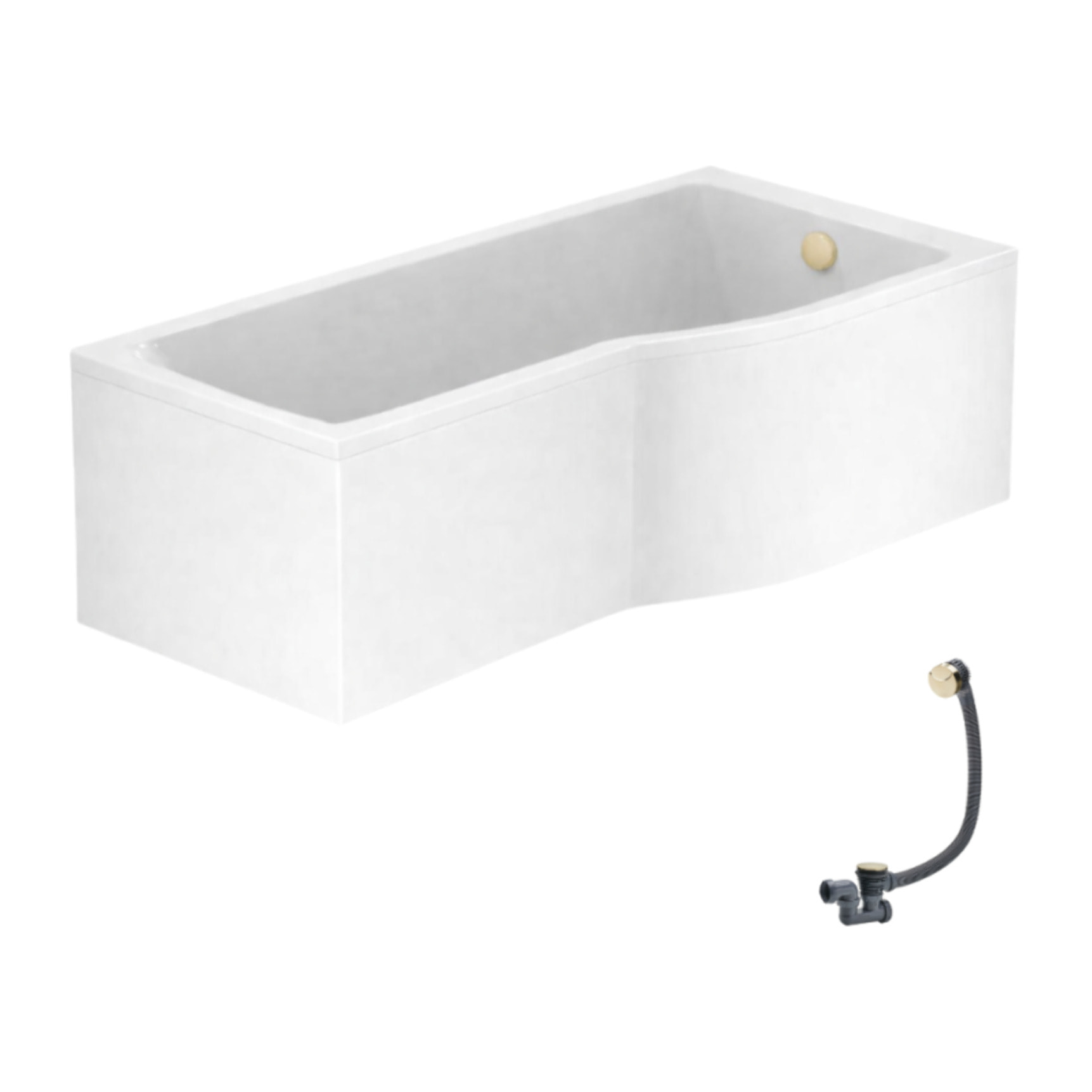 Baignoire bain douche 150 x 80 cm droite Connect Air + tablier + vidage Doré