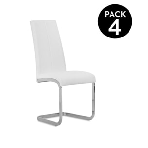 Pack 4 sillas de comedor Smile símil piel Blanco