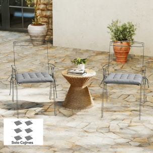 Juego de 6 Cojines para Sillas de Comedor, 40x40 cm, 6 Piezas, Cojines para Sillas de Jardín Acolchados con Cintas y Fundas Extraíbles, Gris Oscuro