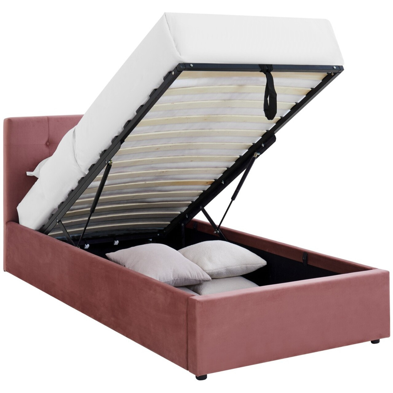 Lit coffre avec tête de lit en velours - TINA