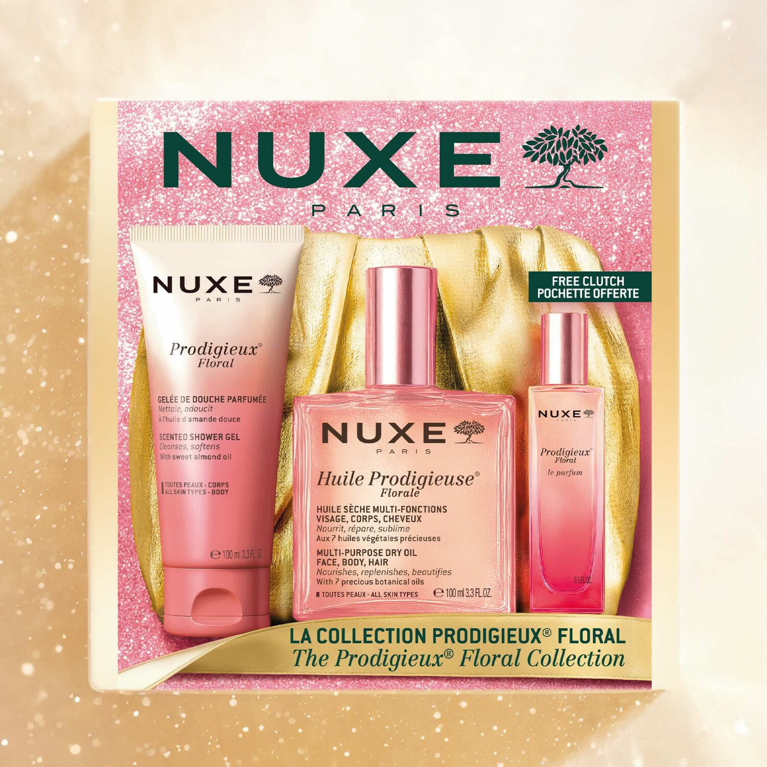 Prodigieux® Floral - Coffret Huile Prodigieuse® Florale 100ml + Le Parfum 15ml + Gelée de Douche 100ml