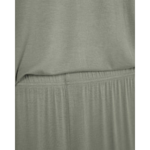 Pigiama lungo in viscosa da donna verde