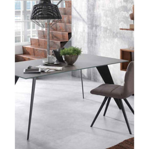 Kave Home - Tavolo Koda porcellanato finitura Iron Moss e gambe in acciaio finitura nero 200 x 100 cm