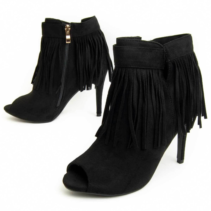 Botín De Tacón - Negro - Altura: 10 Cm