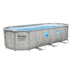 Bestway Piscine hors sol tubulaire ovale Bestway Power Steel Swim Vista 549 x 274 x 122 cm décor pierres