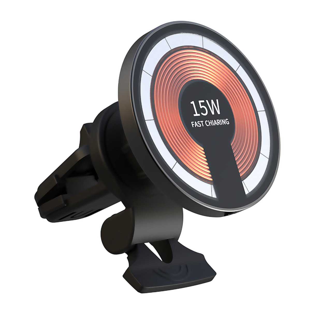 Caricatore wireless per auto Magsafe per presa d'aria, 15 W. Rimovibile per uso desktop.