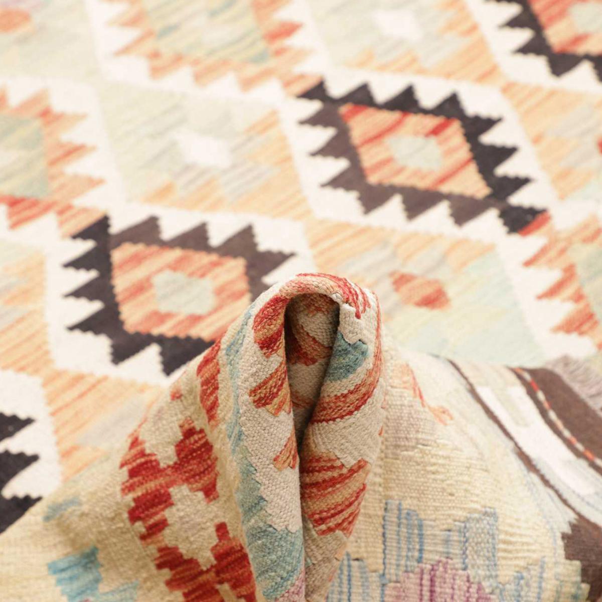 Tapis kilim géométrique, tissé à plat, laine naturelle, ZONIDOZ