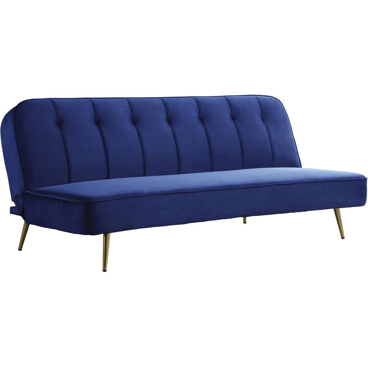 Canapé Clic Clac en velours ''James'' - 180 x 83 x 75 cm - 3 places - Bleu foncé