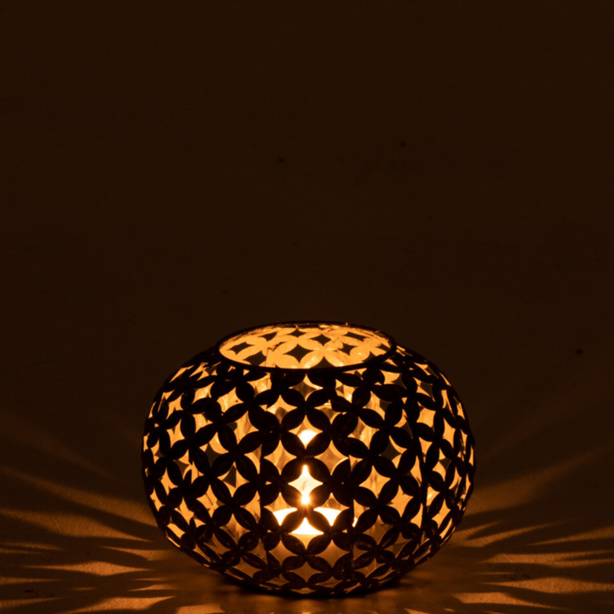 J-Line bougeoir Ajoure Fleur - métal - gris