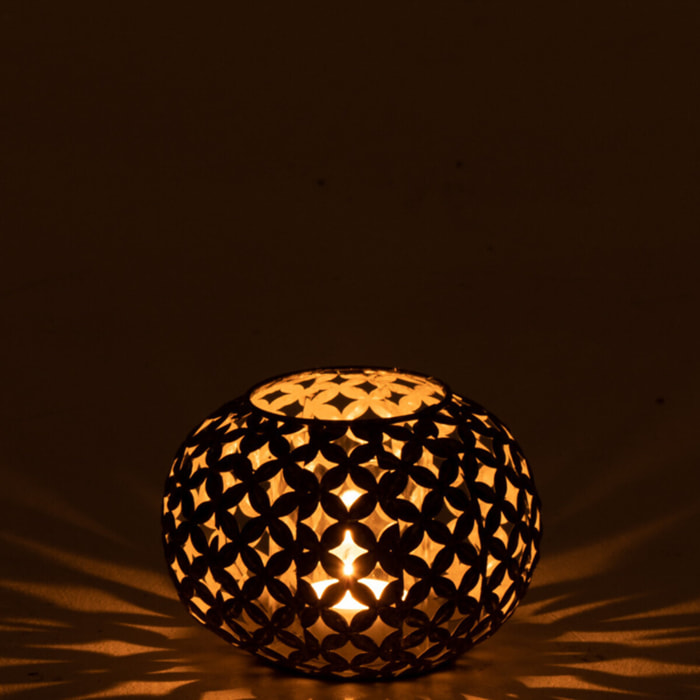 J-Line bougeoir Ajoure Fleur - métal - gris