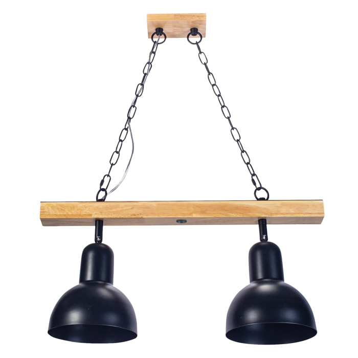 FORLIGHT Colgante Interior LED Helium E27 15W Madera Clara para Comedor, Cocina