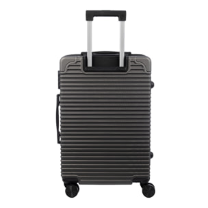 Juego de 3 maletas Trolley, en material ligero ABS de alta resistencia con esquinas reforzadas. Cerradura numérica y 4 ruedas dobles extraíbles y giratorias 360°.