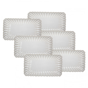 Lot de 6 grandes assiettes rectangulaires, Coquillage
