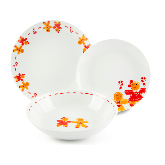 Service 18 assiettes Excelsa Ginger Boy&Girl, porcelaine, multicolore