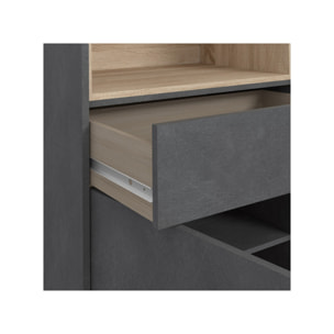 Étagère de rangement finition béton gris et bois - UNIVERSE