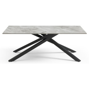 Table basse en céramique 120x60cm gris brillant - 7 piètements - UNIK