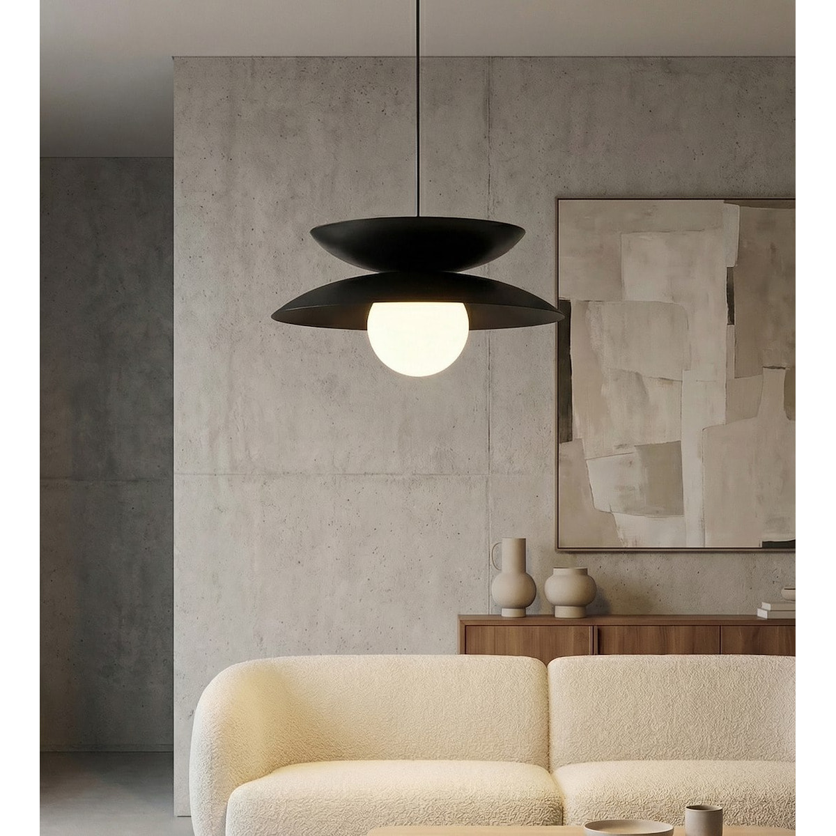 Lampada a sospensione NAGOYA in acciaio nero e vetro