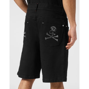 PHILIPP PLEIN DENIM SHORTS SKULL