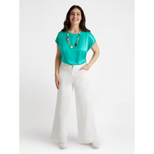 Fiorella Rubino - Blusa en raso y tejido de punto - Green Water