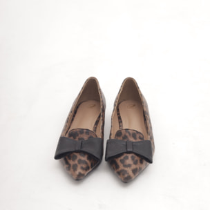 DECOLLETE FLAT FIOCCO LEOPARDO