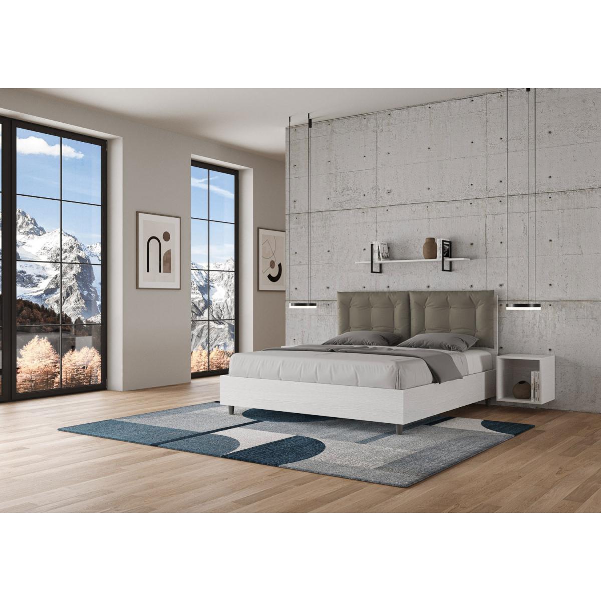 Lit avec sommier 160x190 avec coussins similicuir cappuccino Egos Annalisa