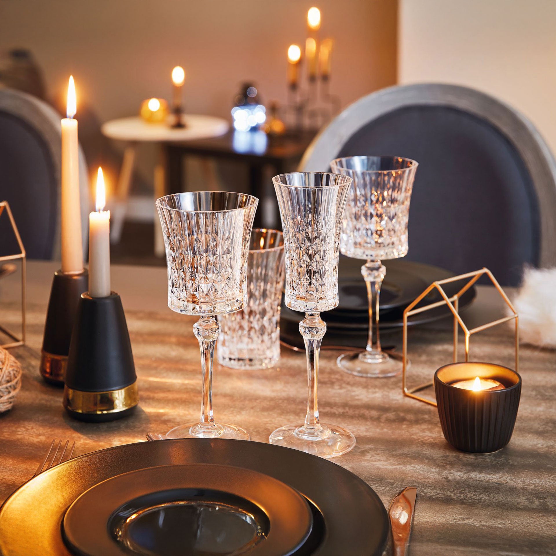 6 flûtes à champagne 15cl Lady Diamond - Cristal d'Arques - Verre ultra transparent au design vintage