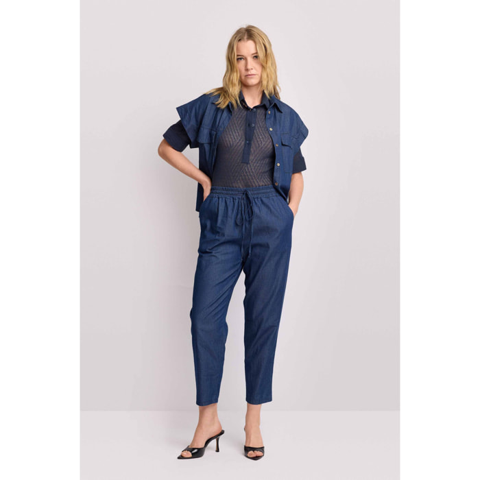 Kocca - Pantaloni in cotone stile jogger Donna, Tinta unita
