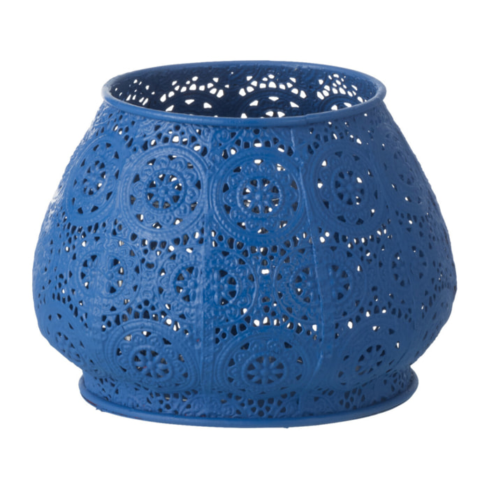 J-Line bougeoir Cylindre - métal/verre - bleu - large
