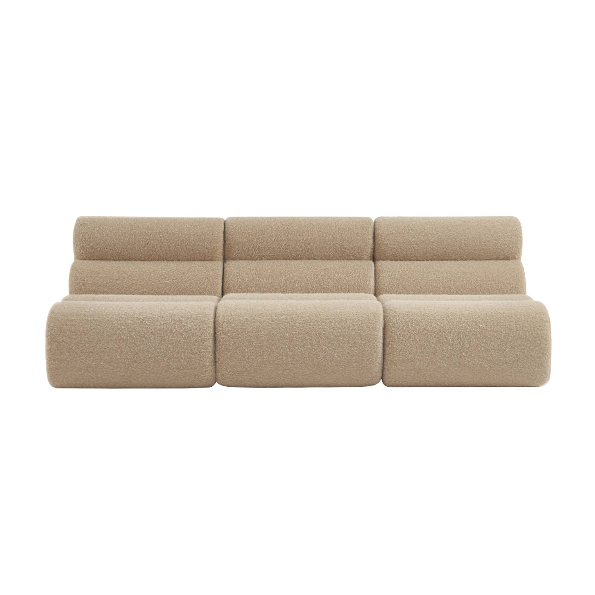 Lot de 3 chauffeuses tissu effet alpaca beige 1 place - L 81 x P 99 x H 75cm - Nova