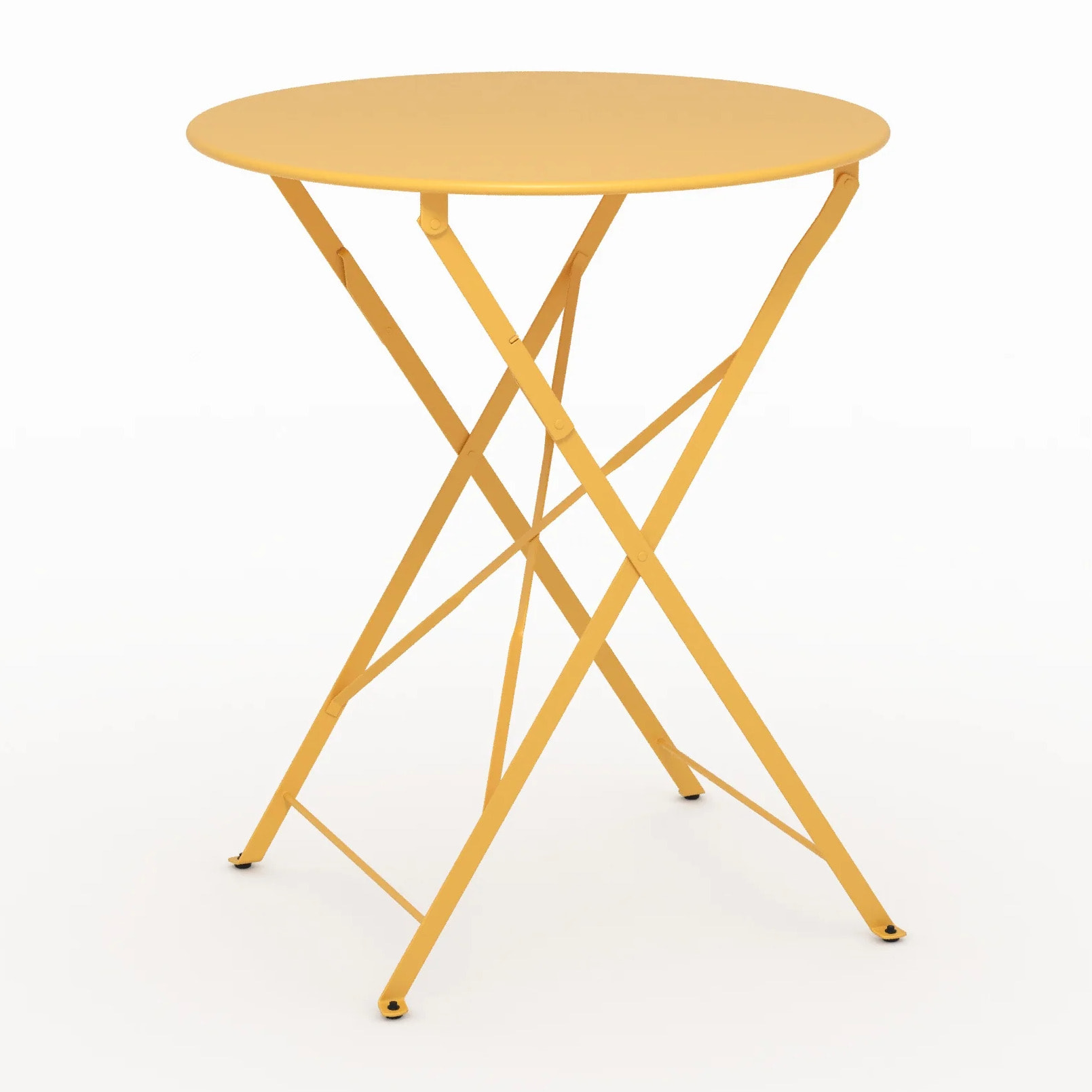 Table de jardin ronde et pliante en métal jaune beurre 2 personnes - Kayla